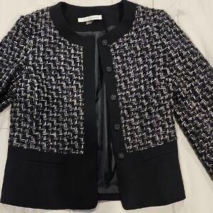 Peter Nygard Black and White Tweed Blazer